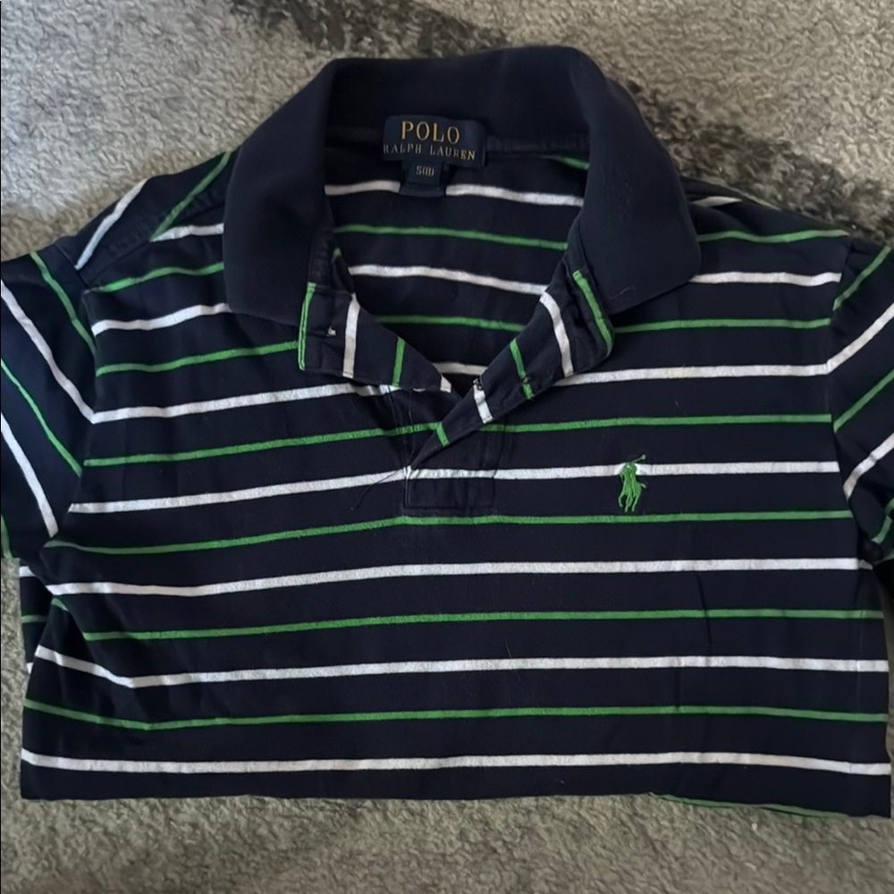 Polo by Ralph Lauren Kids Striped Navy and Green Shirt